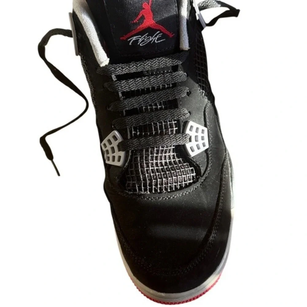 Air Jordan‎ 4 Retro Black Red White Mens Basketball Shoes Size 12